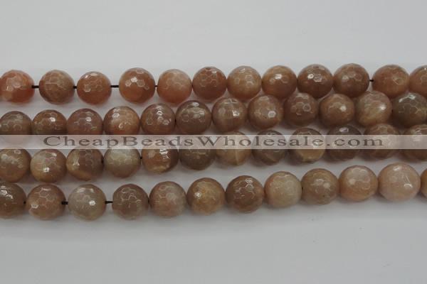 CMS944 15.5 inches 12mm faceted round A grade moonstone gemstone beads