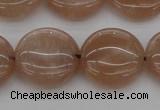 CMS959 15.5 inches 14mm flat round A grade moonstone beads