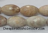 CMS96 15.5 inches 13*22mm faceted rice moonstone gemstone beads