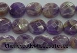 CNA1044 15.5 inches 10mm faceted coin dogtooth amethyst beads