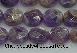 CNA1045 15.5 inches 12mm faceted coin dogtooth amethyst beads