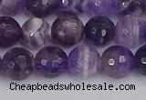 CNA1072 15.5 inches 8mm faceted round dogtooth amethyst beads