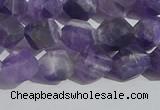 CNA1077 15.5 inches 8mm faceted nuggets matte dogtooth amethyst beads