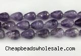 CNA1181 15.5 inches 15*20mm faceted teardrop amethyst beads