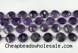 CNA1200 15.5 inches 16mm faceted coin amethyst beads wholesale