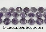 CNA1204 15.5 inches 20mm faceted coin amethyst beads wholesale