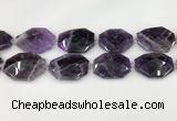 CNA1213 15.5 inches 25*35mm - 30*40mm faceted freefrom amethyst beads