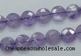 CNA321 15.5 inches 10mm faceted coin natural lavender amethyst beads