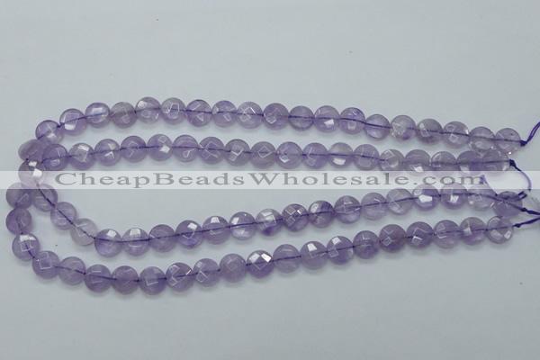 CNA321 15.5 inches 10mm faceted coin natural lavender amethyst beads