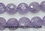 CNA323 15.5 inches 14mm faceted coin natural lavender amethyst beads