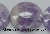 CNA327 15.5 inches 40mm faceted coin natural lavender amethyst beads