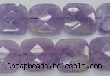 CNA341 15.5 inches 20*20mm faceted square natural lavender amethyst beads