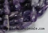 CNA47 15.5 inches 8*20mm faceted teadrop grade AB natural amethyst beads