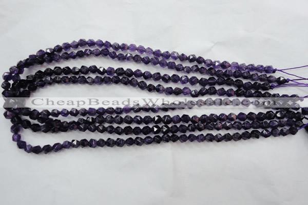 CNA501 15 inches 6mm faceted nuggets amethyst gemstone beads