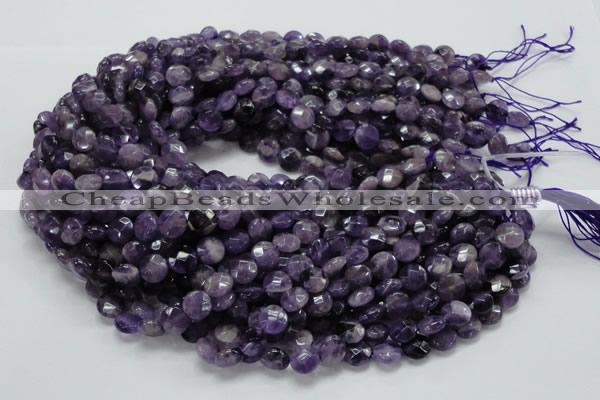 CNA57 15.5 inches 10mm faceted coin grade A natural amethyst beads