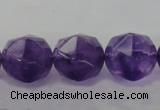 CNA72 15.5 inches 14mm faceted round natural amethyst beads