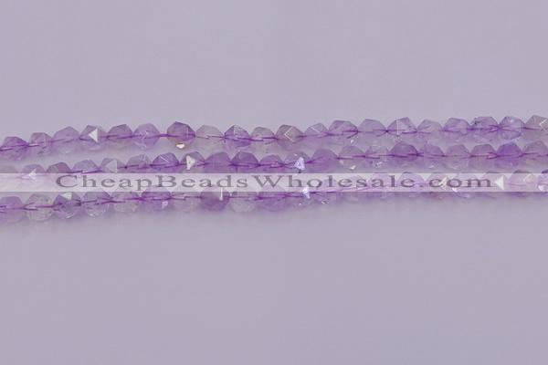 CNA730 15.5 inches 6mm faceted nuggets light lavender amethyst beads