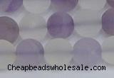 CNA739 15.5 inches 12mm round matte amethyst & white crystal beads