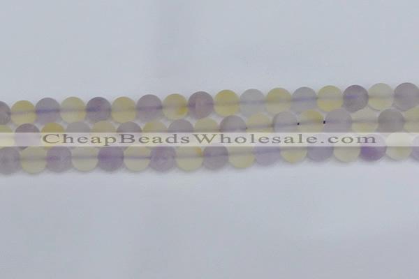 CNA743 15.5 inches 10mm round matte amethyst & citrine beads