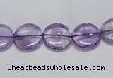 CNA820 15.5 inches 10mm flat round natural light amethyst beads