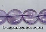 CNA824 15.5 inches 18mm flat round natural light amethyst beads