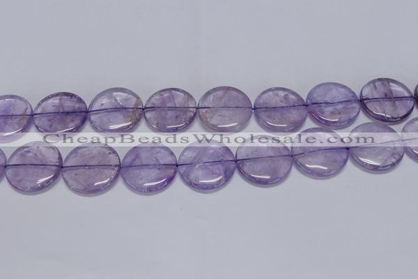 CNA827 15.5 inches 30mm flat round natural light amethyst beads