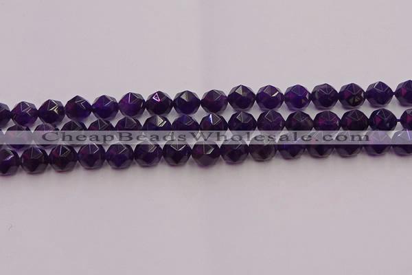 CNA938 15.5 inches 10mm faceted nuggets amethyst gemstone beads