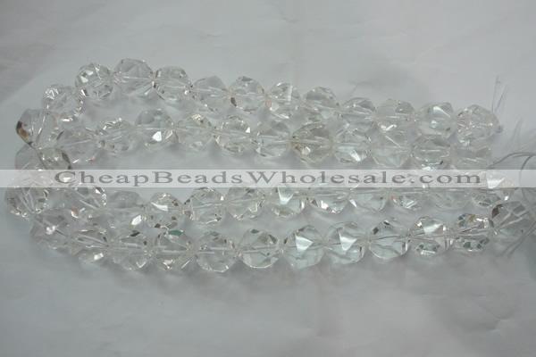 CNC104 15 inches 14mm faceted nuggets white crystal beads