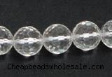 CNC11 15.5 inches 14mm faceted round grade AB natural white crystal beads