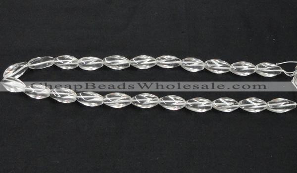 CNC20 8*18mm twisted rice grade AB natural white crystal beads