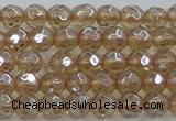 CNC517 15.5 inches 6mm faceted round dyed natural white crystal beads