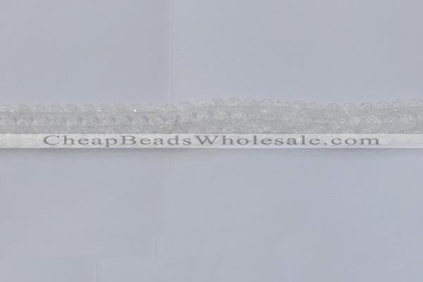 CNC550 15.5 inches 4mm round natural crackle white crystal beads