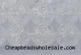 CNC554 15.5 inches 12mm round natural crackle white crystal beads