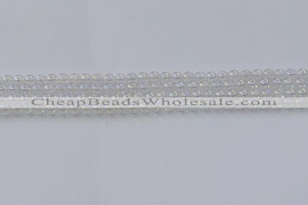 CNC560 15.5 inches 4mm round plated crackle white crystal beads