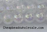 CNC562 15.5 inches 8mm round plated crackle white crystal beads