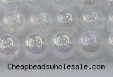 CNC563 15.5 inches 10mm round plated crackle white crystal beads