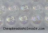 CNC564 15.5 inches 12mm round plated crackle white crystal beads