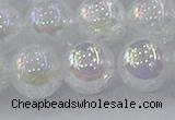 CNC566 15.5 inches 16mm round plated crackle white crystal beads