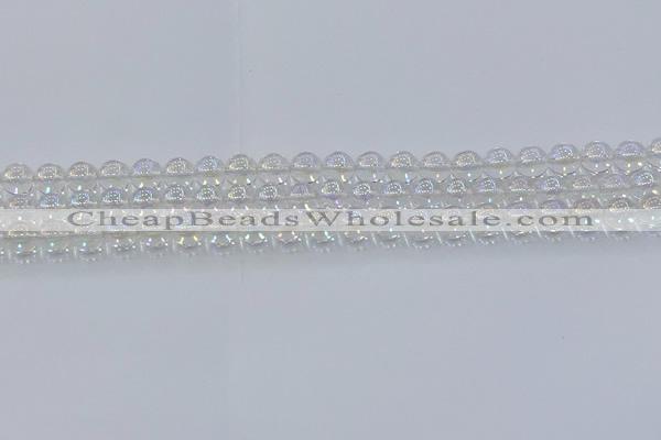 CNC570 15.5 inches 6mm round plated natural white crystal beads