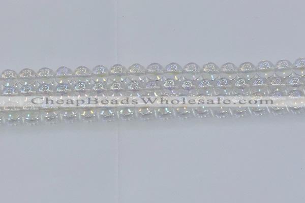 CNC572 15.5 inches 10mm round plated natural white crystal beads