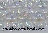 CNC574 15.5 inches 14mm round plated natural white crystal beads