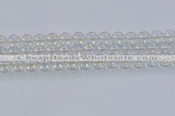 CNC574 15.5 inches 14mm round plated natural white crystal beads