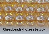 CNC577 15.5 inches 8mm round plated natural white crystal beads