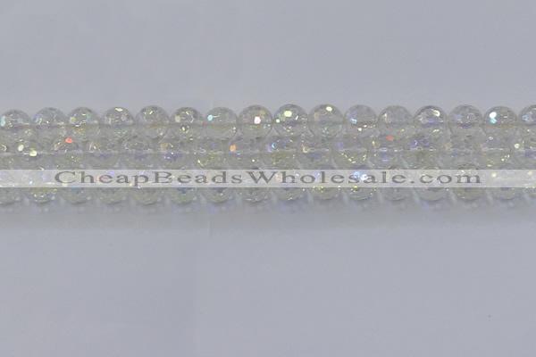 CNC603 15.5 inches 10mm faceted round plated natural white crystal beads