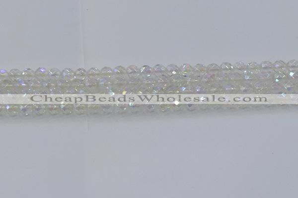 CNC607 15.5 inches 4mm faceted round plated natural white crystal beads