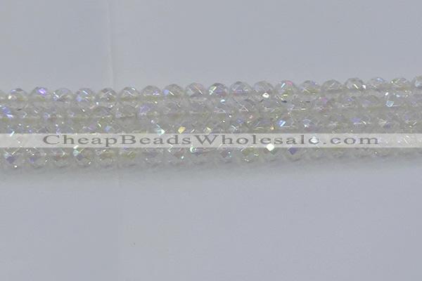 CNC610 15.5 inches 10mm faceted round plated natural white crystal beads