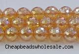 CNC614 15.5 inches 6mm faceted round plated natural white crystal beads