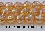 CNC615 15.5 inches 8mm faceted round plated natural white crystal beads