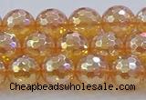 CNC616 15.5 inches 10mm faceted round plated natural white crystal beads