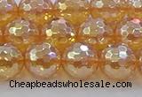 CNC617 15.5 inches 12mm faceted round plated natural white crystal beads